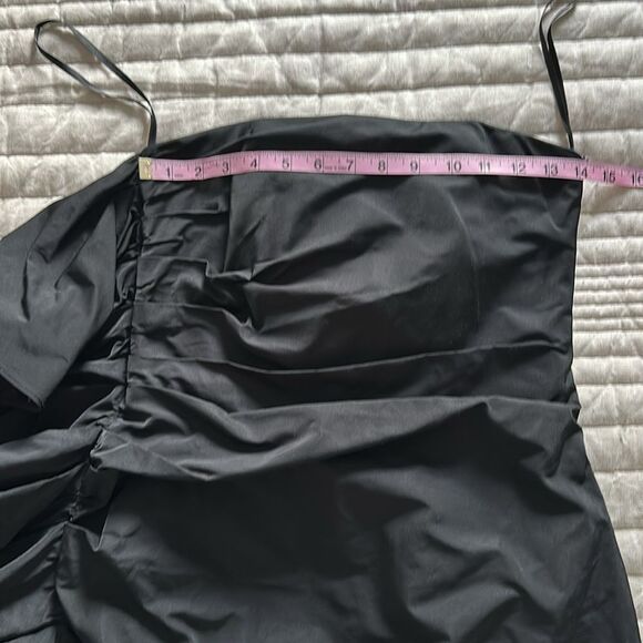 LIDA BADAY Women’s Gathered Strapless Silk Blend Black Cocktail Mini Dress Sz. 4 - Picture 7 of 11